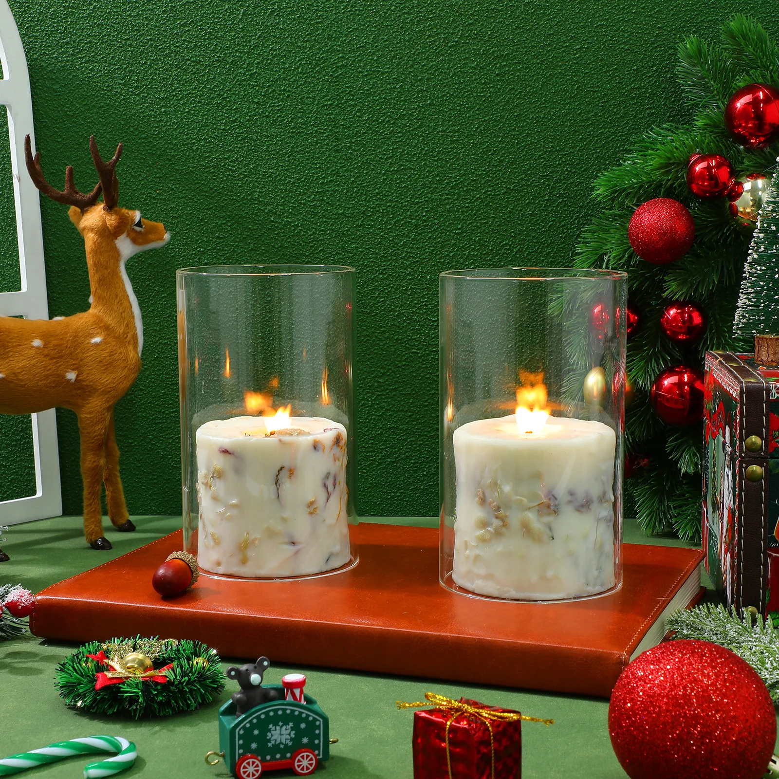 

2Pcs Transparent Glass Cloche for Candles Premium Decorative Cover Windproof Home Ambience Decoration