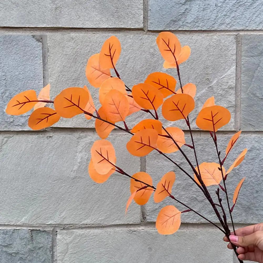 

Autumn Faux Leaves Artificial Eucalyptus Stems Realistic Indoor Outdoor Eucalyptus Leaves Natural Color Veins Easy for 3