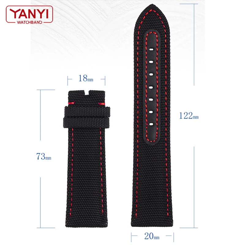 Thickened Nylon strap with leather watchband 20mm 22mm for seiko mido omega timex tissot breitling watch band mens wristband