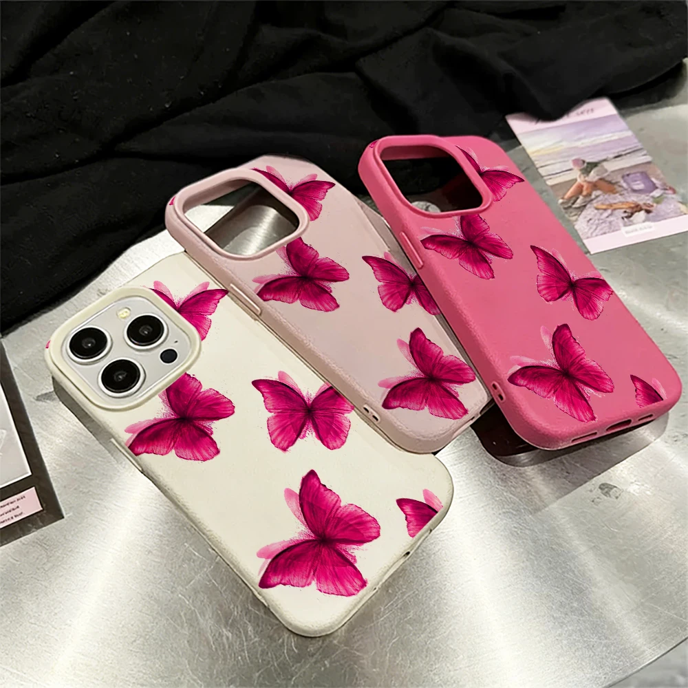 Fuchsia Schmetterling Handyhülle für iPhone 17 16 15 14 13 12 11 Pro Max 16 15 14 Plus 17 16 15 14 13 Pro 17Air Silikon Matte Hülle – Detail 3