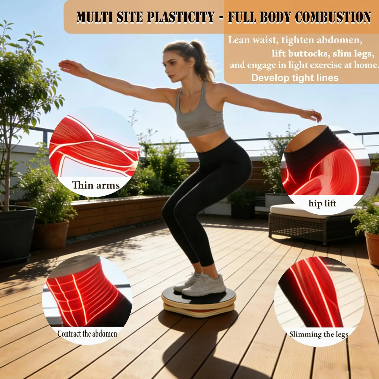 12-Inch High Quality Wood Waist Twisting Disc Full Body Toning Exercise Equipment for Abdominal Slimming Strengthening 3