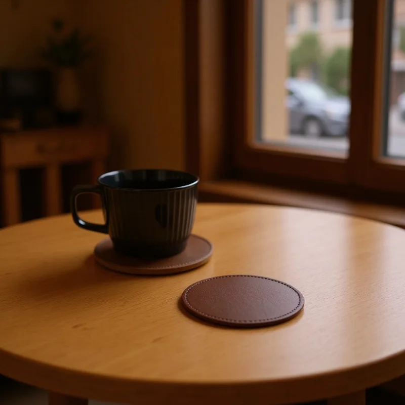 Leather Round Single-sided Waterproof Coasters, Heat-insulating Tea MATS and Anti-slip Bowl MATS