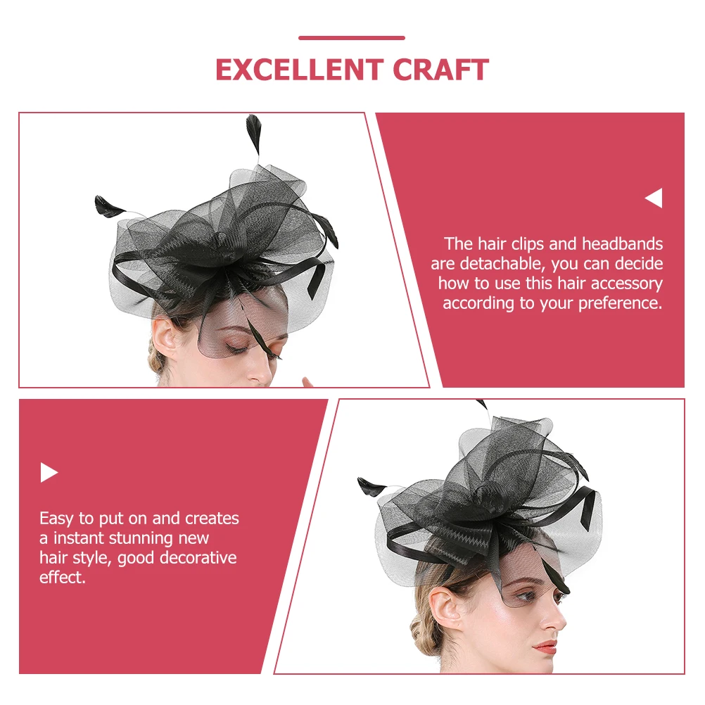 

Mesh Headb Bridal Hair Clip Detachable Fascinator Women Wedding Banquet Tea Party Prom Photoshoot Silk Headdress