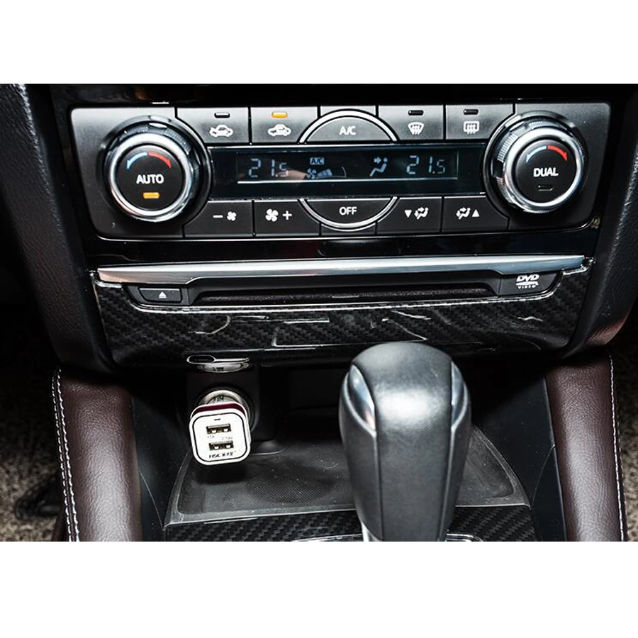 YAQUICKA For Mazda 6 Atenza 2017 2018 Carbon Fiber Style Car Interior Front Console CD Panel Cover Trim Sticker Mouldings ABS