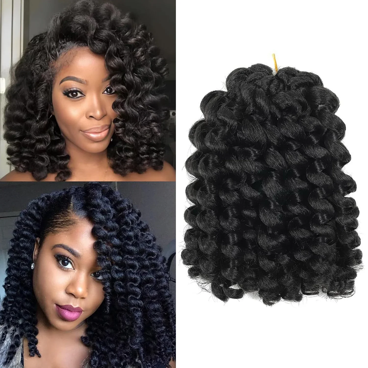 8 Inch Short Wand Curl Crochet Braids Ombre Braiding Hair Jumpy Synthetic Crochet Jamaican Bounce Curly Hair Extension for Women