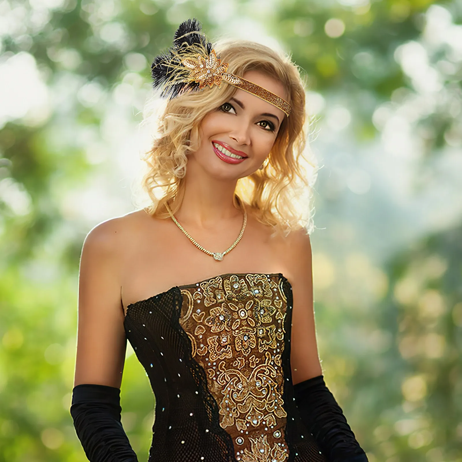 

Изящная винтажная повязка на голову с пайетками и перьями, аксессуар для волос в стиле флеппер, украшение для свадебной вечеринки