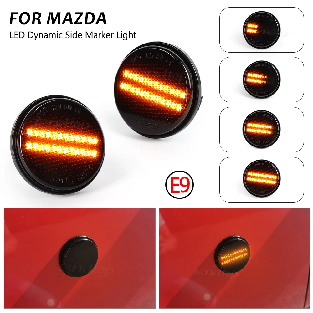 2pcs Dynamic Side Marker Turn Signal Light Sequential Blinker Lamp For Mazda MX5 Miata Mk1 Mk2 Mk3 1989-2015 Na Nb Nc