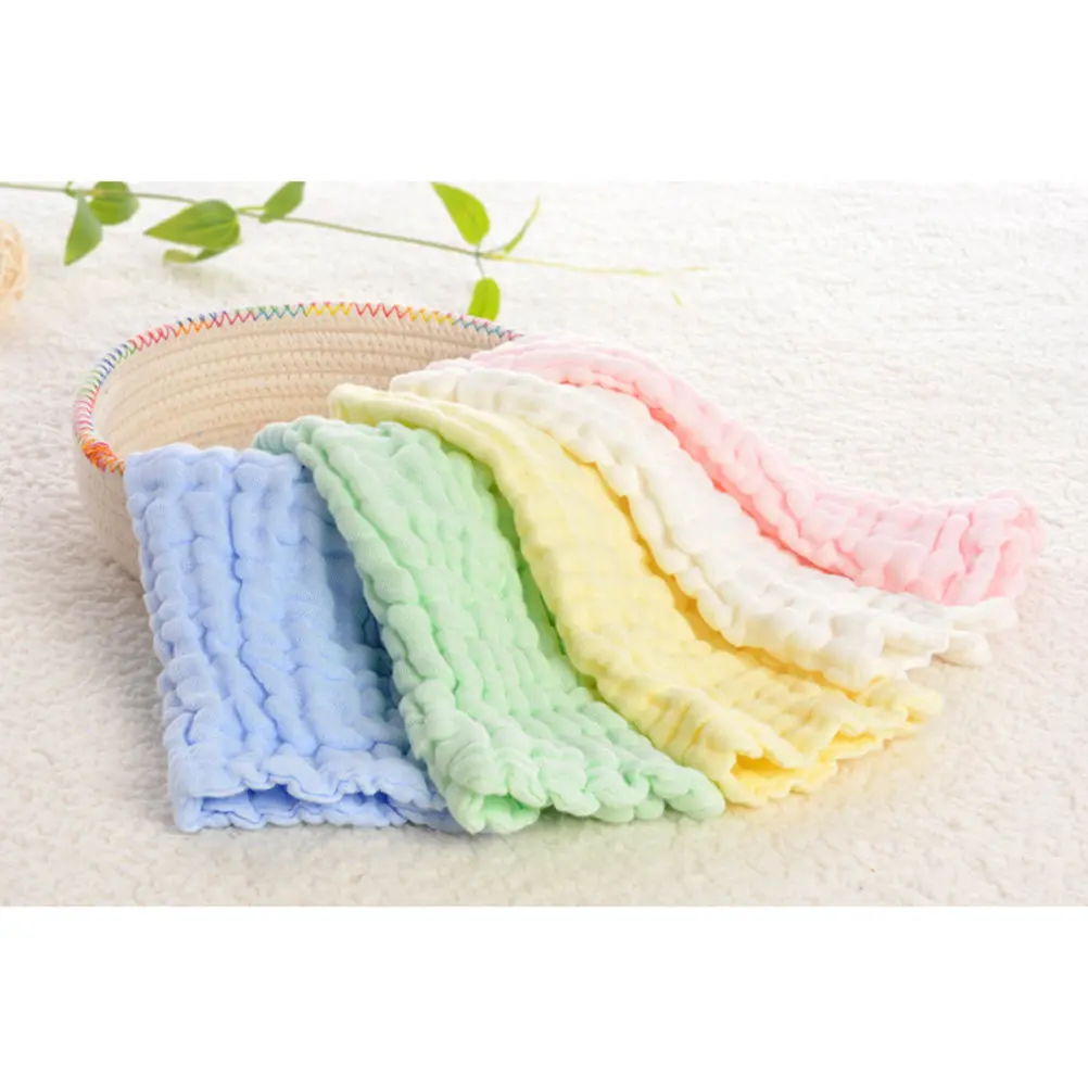 Six Layers Pure Cotton Gauze Baby Face Towel Soft Absorbent Bright Color Burp Cloth Hand Towel Quick-Drying Baby Shower Hair