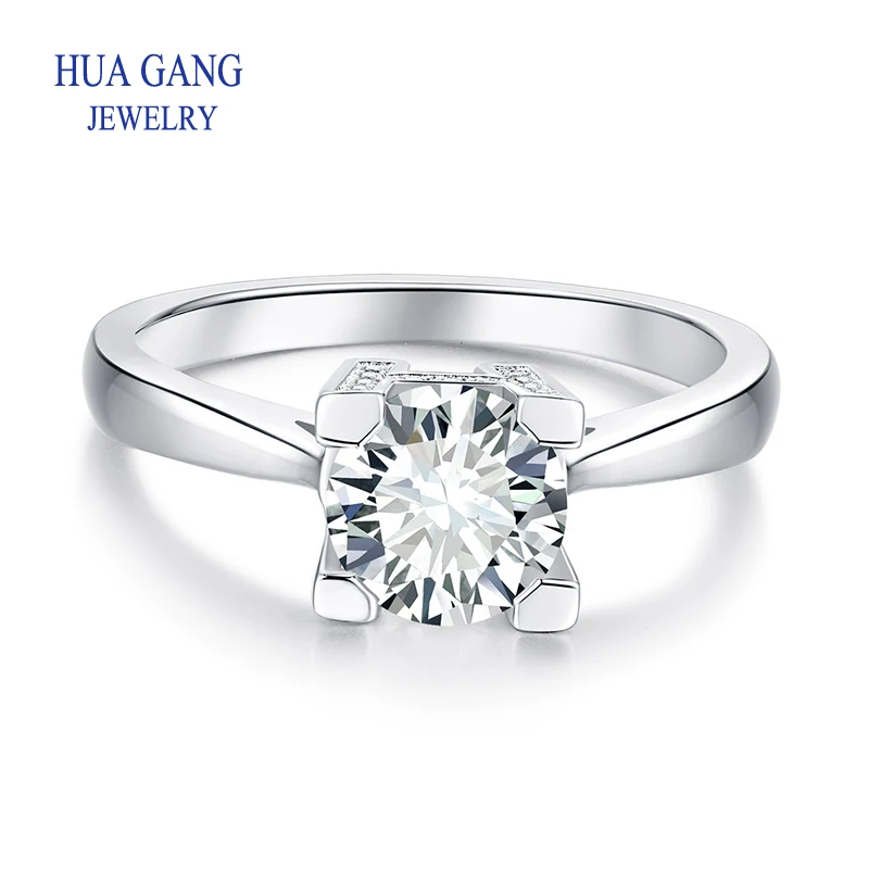 Moissanite Rings 1ct 2ct 925 Sterling Silver VVS1 Round Cut Solitaire Wedding Ring for Women