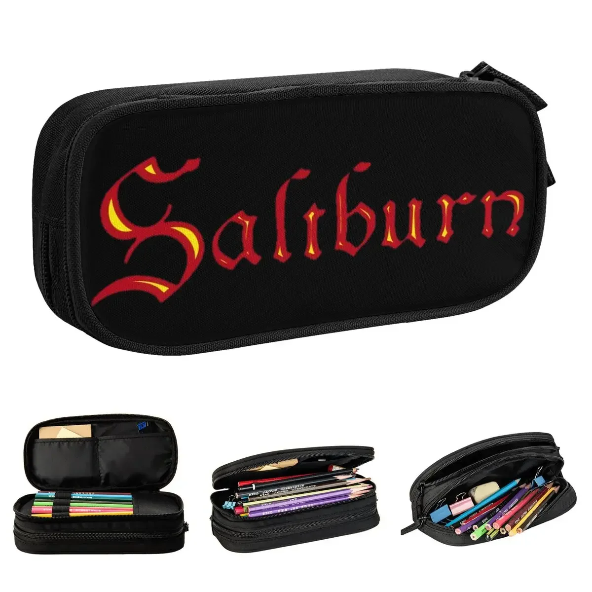 

Large-capacity Pencil Case Saltburn Letter Logo Office Supplies Movie Double Layer Pencilcase Women Makeup Bag Birthday Gift