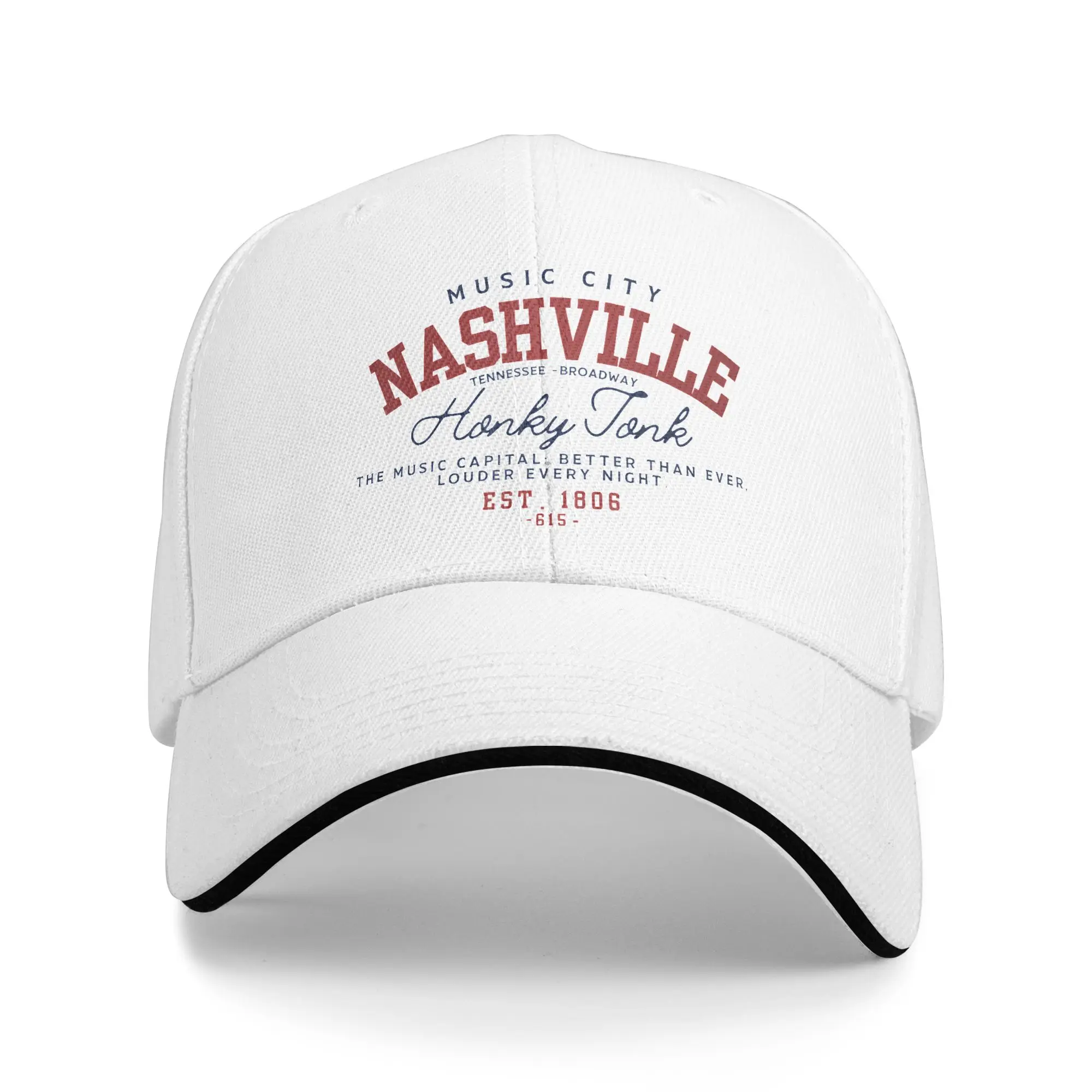 Nashville Tennessee Country Music Sandwich Baseball Cap Casual All Seasons Guitar City Sun Cap Running Golf Adjustable Adult Hat