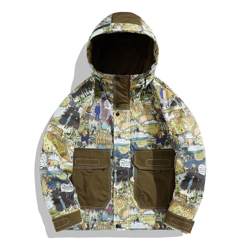 Bel piumino invernale coppie Harajuku Streetwear Hip Hop Parka con cappuccio piumino d'anatra bianco caldo Bomber giacche da uomo