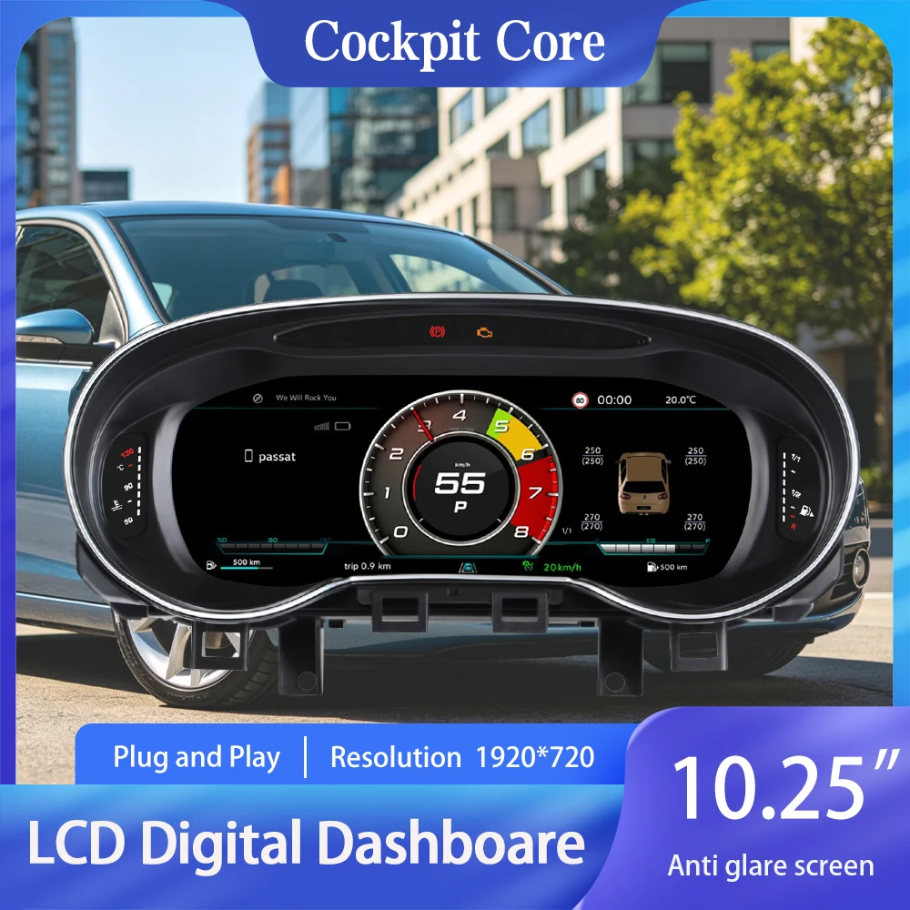 

Dashboard Display For VW Volkswagen Golf 6 2010-2012 Odometer Speedometer Virtual Cockpit Digital Cluster CarPlay Android Auto