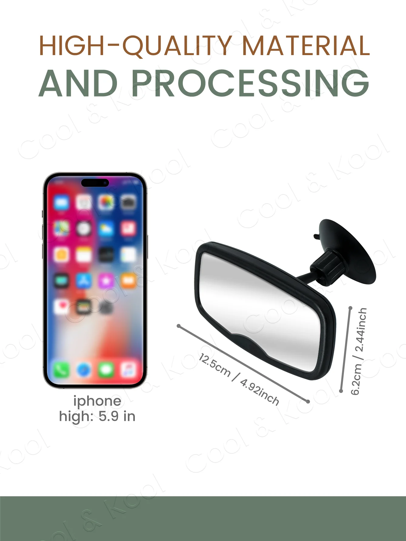 Small 2-in-1 Adjustable Car Mirror, Shatterproof with 360° Rotation & Suction Cups