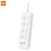 Xiaomi Mijia Power Socket Strip With Control Switch 3 USB 4 Ports Big Plug Extension Patch Board EU 2500W For Smart XiaoMi Home