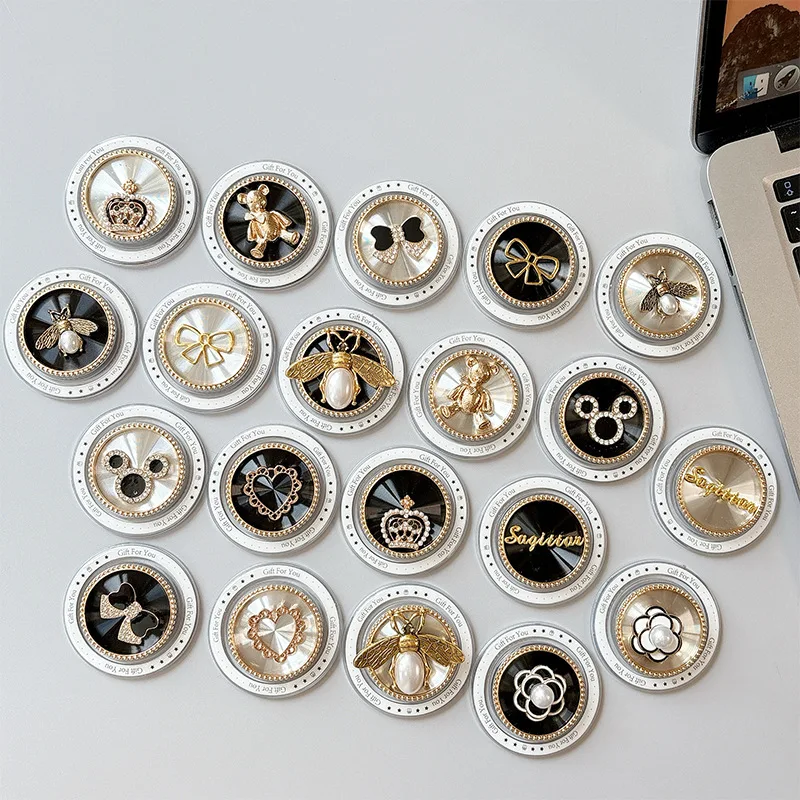 

High-grade Pearl-sealed Flower Phone Air Cushion Holder with Magnetic Telescopic Ring Support Stand for Iphone17 Griptok Bracket