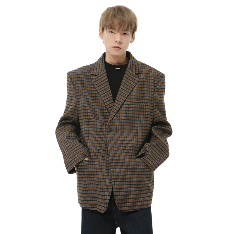 SYUHGFAผู้ชายสวมใส่เกาหลีชุดลําลองสําหรับชาย 2021 ฤดูใบไม้ร่วงใหม่หลวมแขนยาวขนาดใหญ่Blazersสําหรับชาย