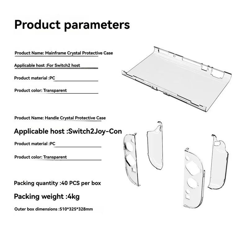 B03B-Transparent Protective Case For Switch 2 Split Case Cover Anti-Fall Protective Shell Cover Game Console Clear Case