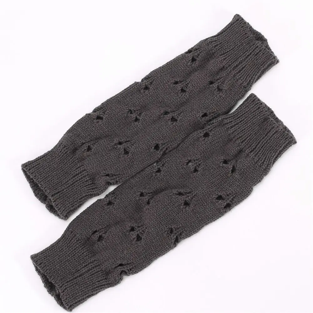 Touch Screen Heart Knitted Fingerless Gloves Elastic Wristband Hollow Out Loose Gloves Fingerless Windproof Half Finger Sleeves