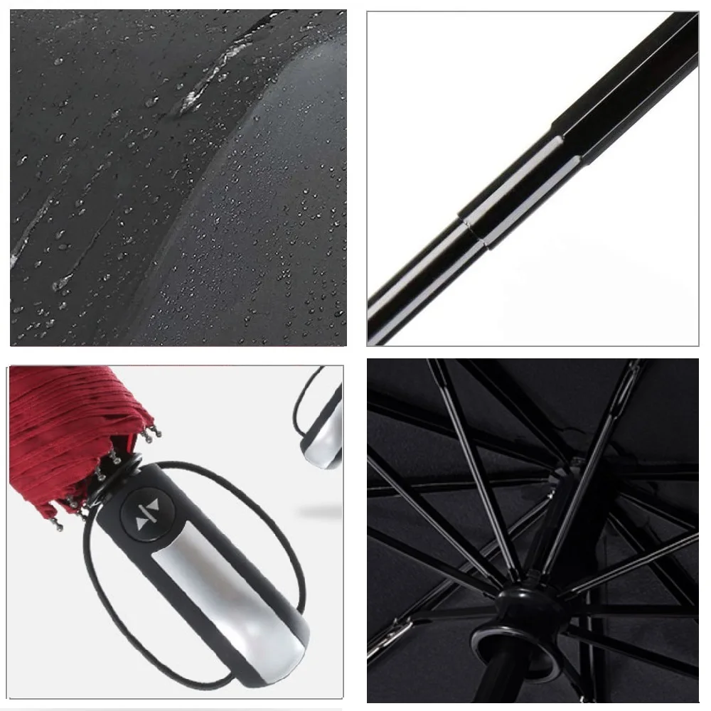 105cm/41.33in Double-Layer Automatic Folding Umbrella UV Parasol Strong Wind Snow Resistance Waterproof Bumbershoot Umbrella 우산