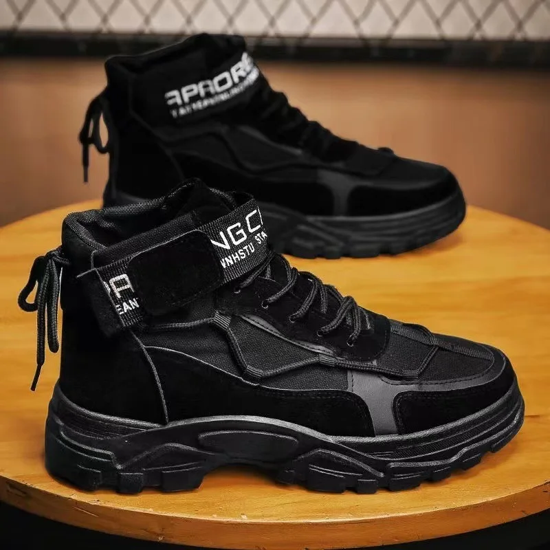 High-Tube  Boots Men's 2025 New Spring Waterproof Non-Slip Outdoor Climbing Workwear Thick Bottom Fashion Trend Shoes