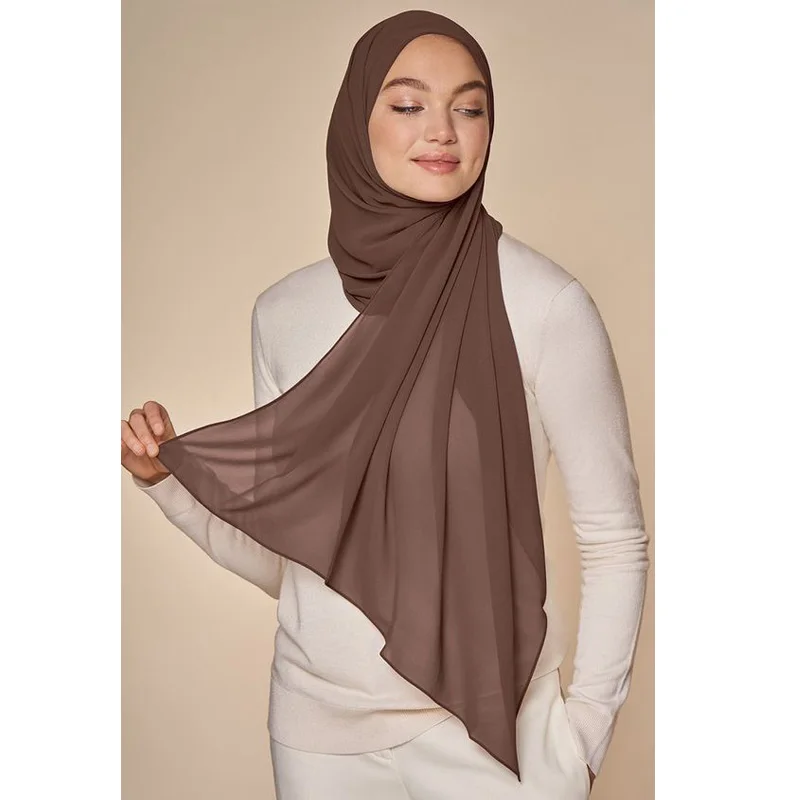 Sciarpa Hijab in Chiffon musulmano donna lunga fascia per la testa in tinta unita per le donne sciarpe Hijab signore velo musulmano Jersey Hijab