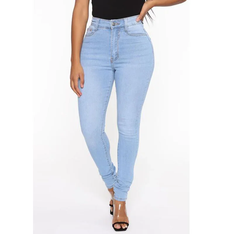 Women Slim Fit Tight Stretch Pencil Jeans Fashion High Waist Denim Trousers Female New Casual Office Commuter Four Seasons Pants