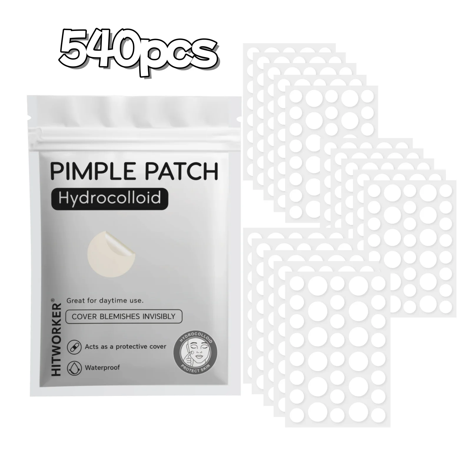 180/360/540pcs Hydrocolloid Acne Patches — Invisible, High-Quality Patches Infused with Tea Tree Oil Suitable for All Skin Types image 3