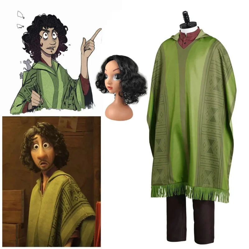 NewEncanto-Bruno Madrigal Cosplay Costume, Everak Wig, Chemise et Pantalon, Tenue de ixd'Halloween Complète, Hommes et Enfants, Garçon et Adulte, AA, 2025