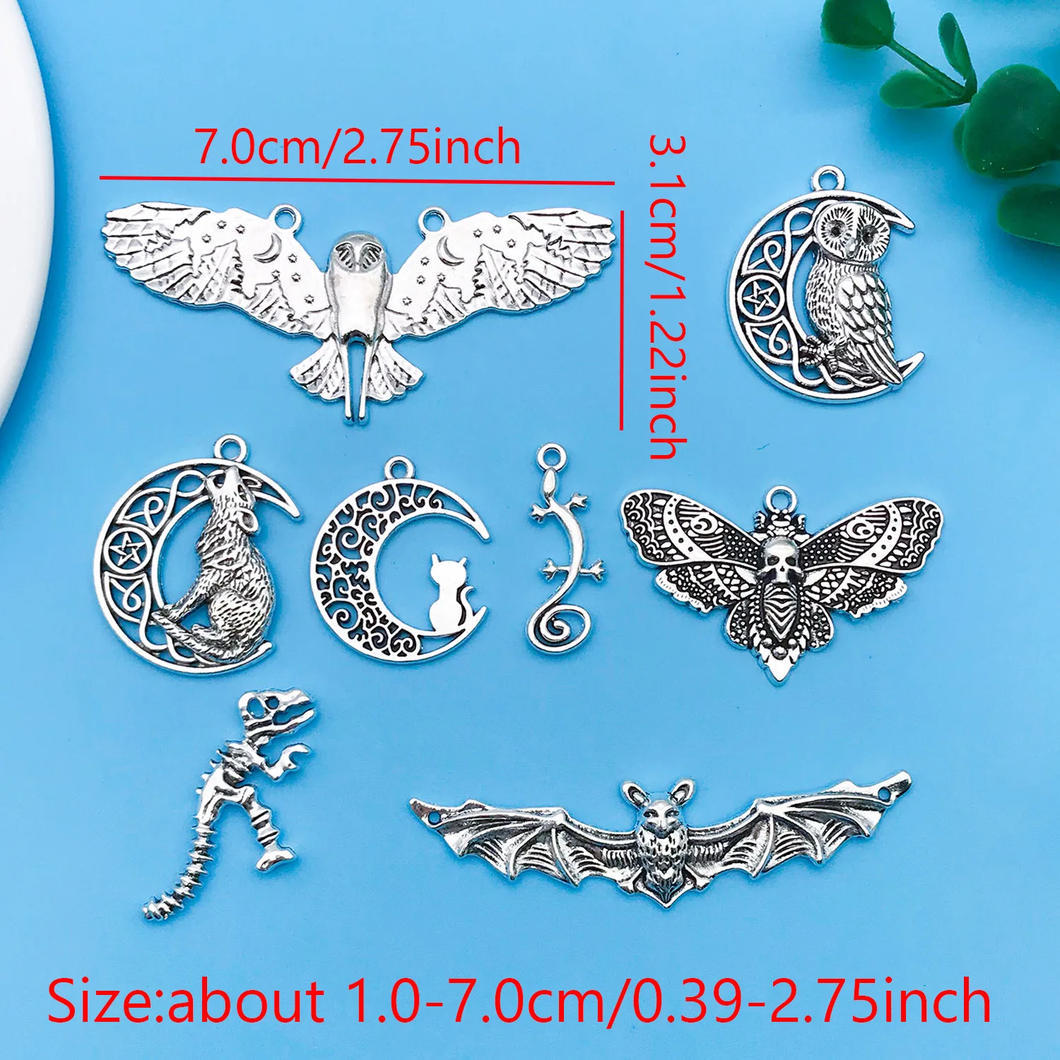 8/20pcs Antique Silvery Bat, Moth Owl Charms Personality Gothic Style Pendant For DIY Jewelry Making Findings Crafting Accessory