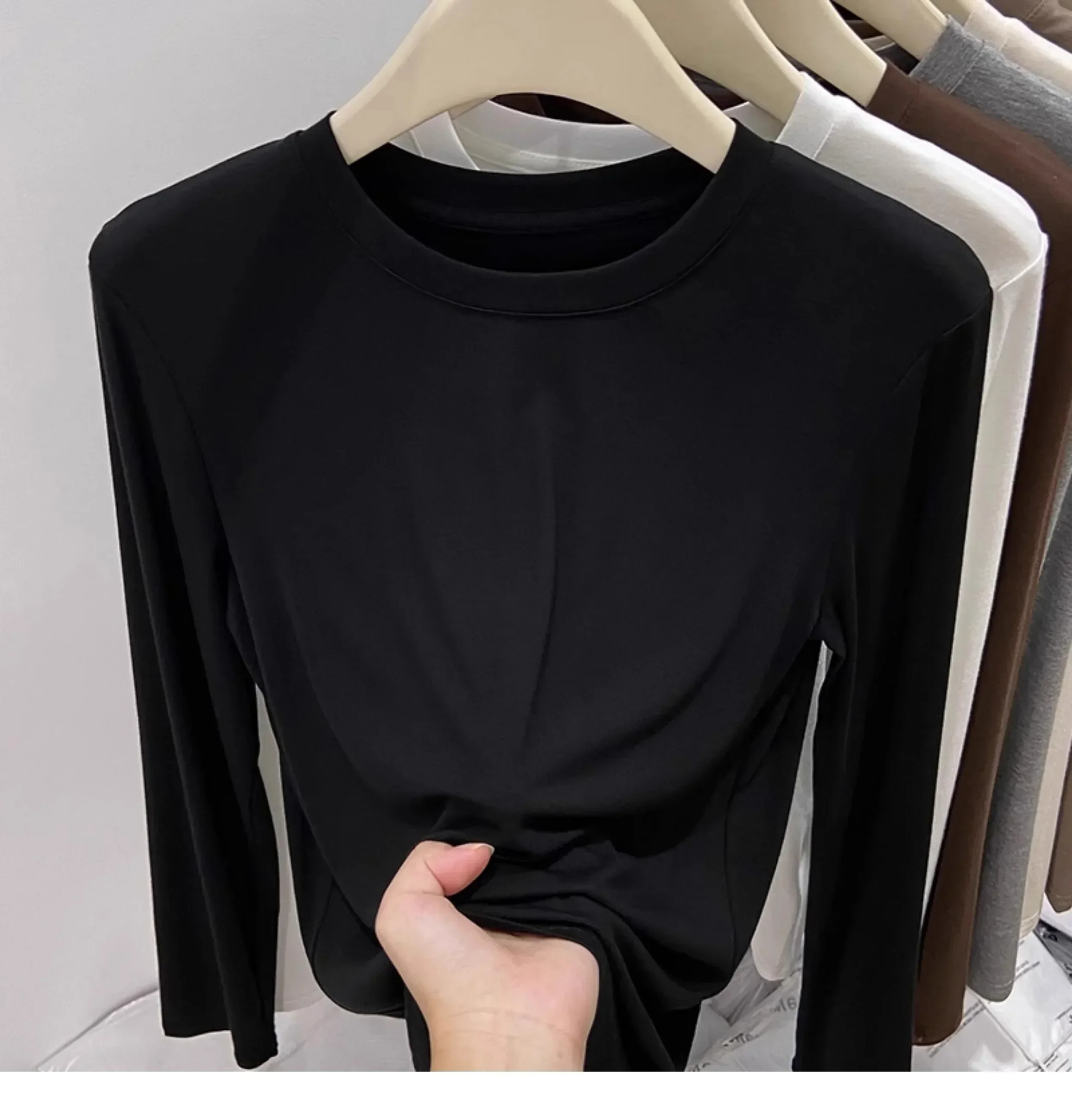 AOSSVIAO Koreanischer Stil Weiches O-Ausschnitt Langarm-Damen-T-Shirt 2026 Neues Herbst-Winter Slim-Fit Innen-T-Shirt Lässiges Vielseitiges Basic-Oberteil – Detail 15