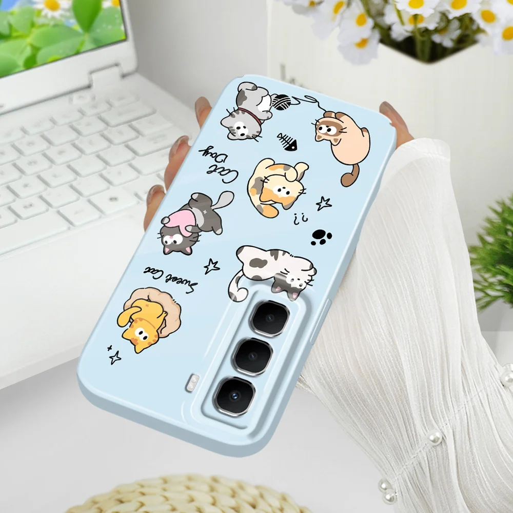 Happy Cat Phone Case For Infinix Hot 60 60I 40 30I 12 10 Note 50 30 Pro Plus Play 4G 5G Film Hard Cover