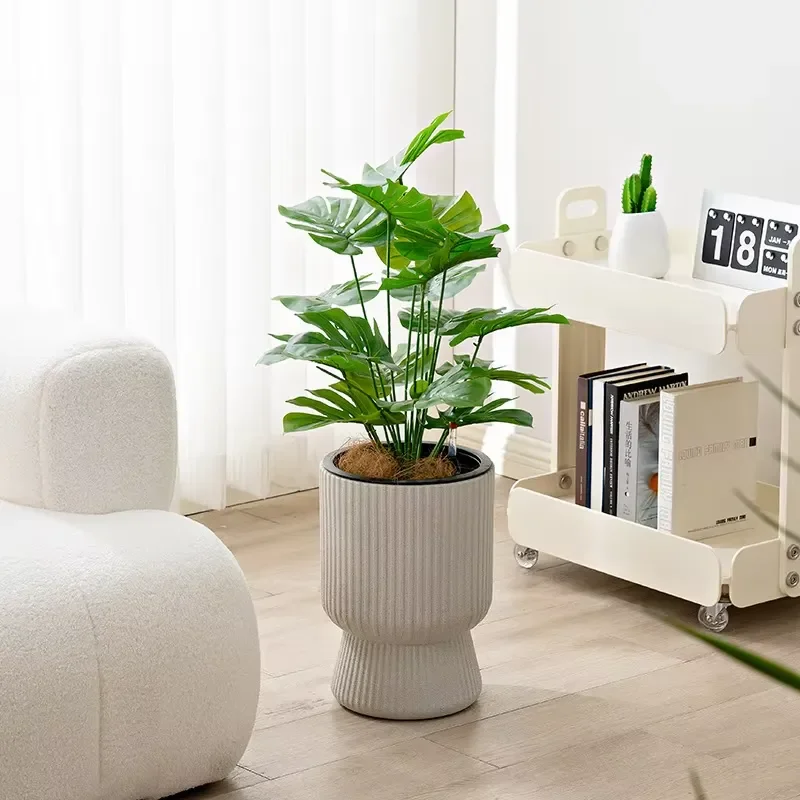 for Large Plastic Cylinder Plant Pot Tall Floor Planters for Home Hotel Outdoor Decoration Flower