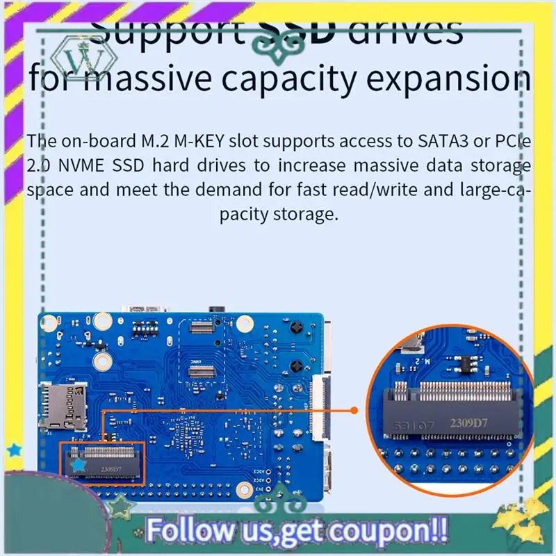 NEW For Orange Pi 3B Development Board RK3566 Chip Quad-Core 64-Bit Processor 5V 3A Power 8G +256GB Emmc With UK Plug Easy To Us