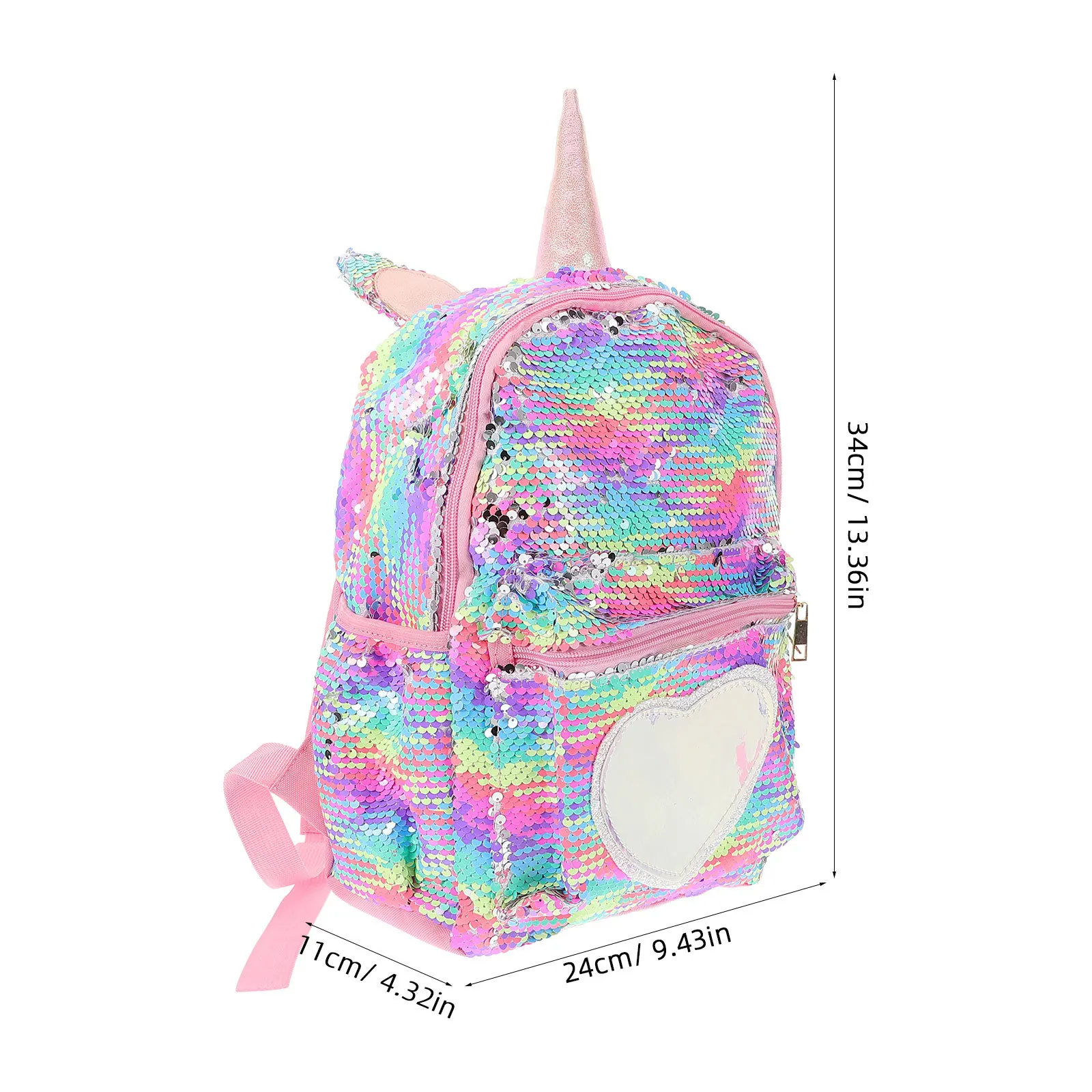 Small Size Rainbow Large Capacity Sequins Unicorn Schoolbag Student Bookbag Travel Daypack Fashion Casual Storage Pack