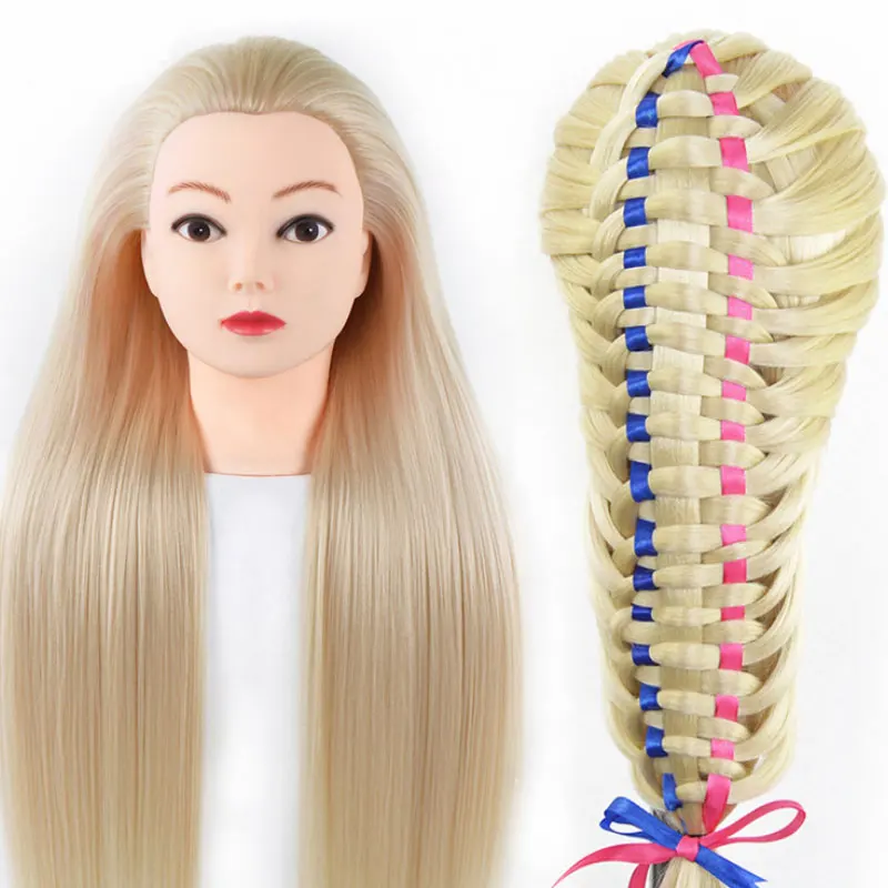 60 cm With Long 85% Real Hair Female Mannequin Training Head Styling Head Dummy Dolls Manikin Head For Hairdressers Hairstyles