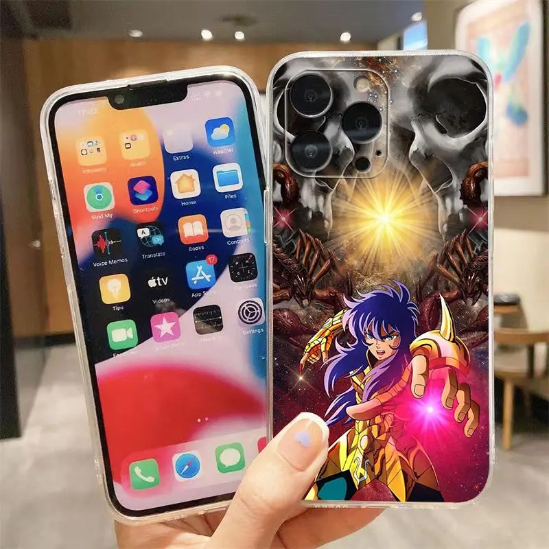 Clear Phone Case For iPhone 14 12 13 Mini 11 Pro SE 8 7 6 6S Plus X XR XS Max SE Case Funda Shell S-Saint Seiya Hades Santuario