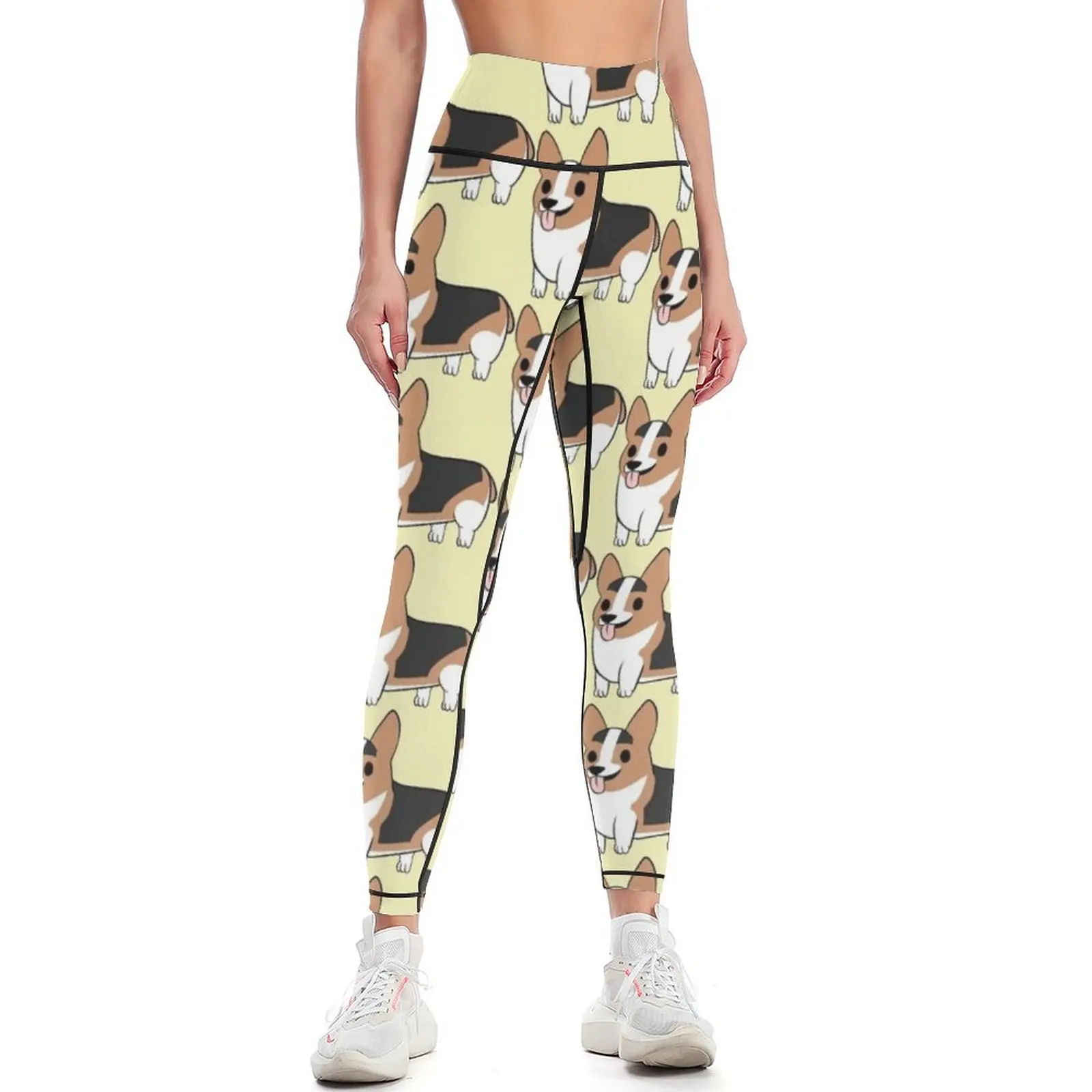 

Redhead Tricolor Corgi Leggings gym's clothing Women's fitness sport set Womens Leggings