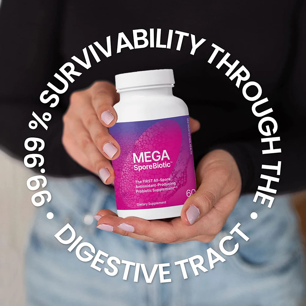 

MegaSporeBiotic Probiotics - пробиотики на основе спор для здоровья кишечника и поддержки пищеварения, подходят для мужчин и женщин, 60 капсул.