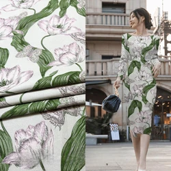 High End Jacquard Suit Fabric Dress Windbreaker Set Woven Satin Women's Clothing Design Fabric for European Runway Show