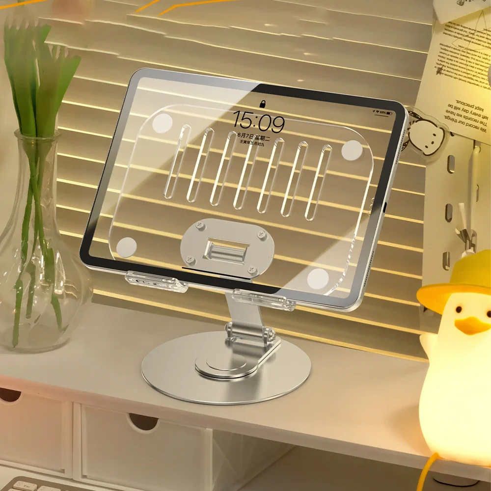 Soporte de escritorio para tableta Soporte para teléfono acrílico transparente 360 °   Soporte de teléfono celular con rotación para IPad Pro 9,7 Air 4 5 Mini 6 11 Mi Pad