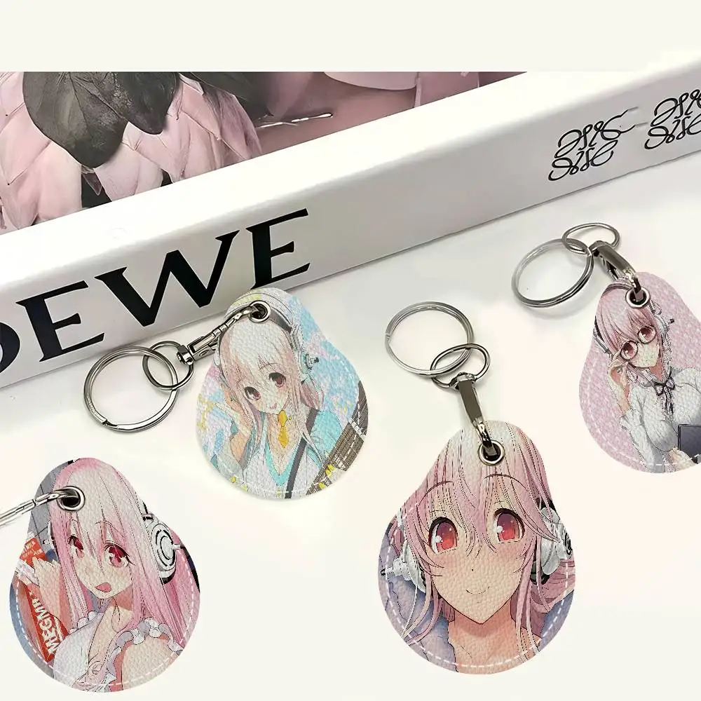 S-Super-Sonico Cute Waterdrop Acc Control Card Holder Induction Bus Elevator Protective Cover Student PU Material