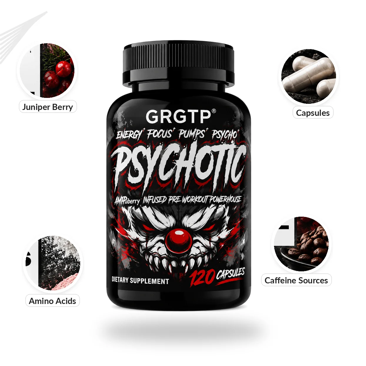 Psychotic Dietary Supplements - Helps Build Muscle, Improve Athletic Performance, Improve Mental Clarity, Focus, Boosts Energy