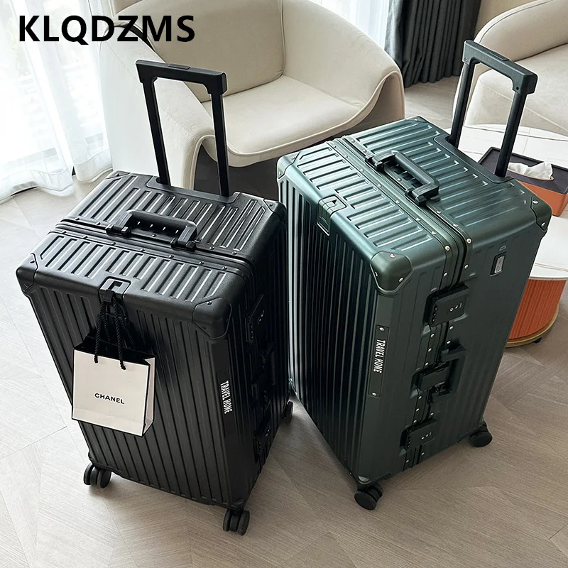 KLQDZMS 24"26"28"30 Inch The New Suitcase Men's Aluminum Frame Trolley Case Women's Large Capacity Password Box Rolling Luggage