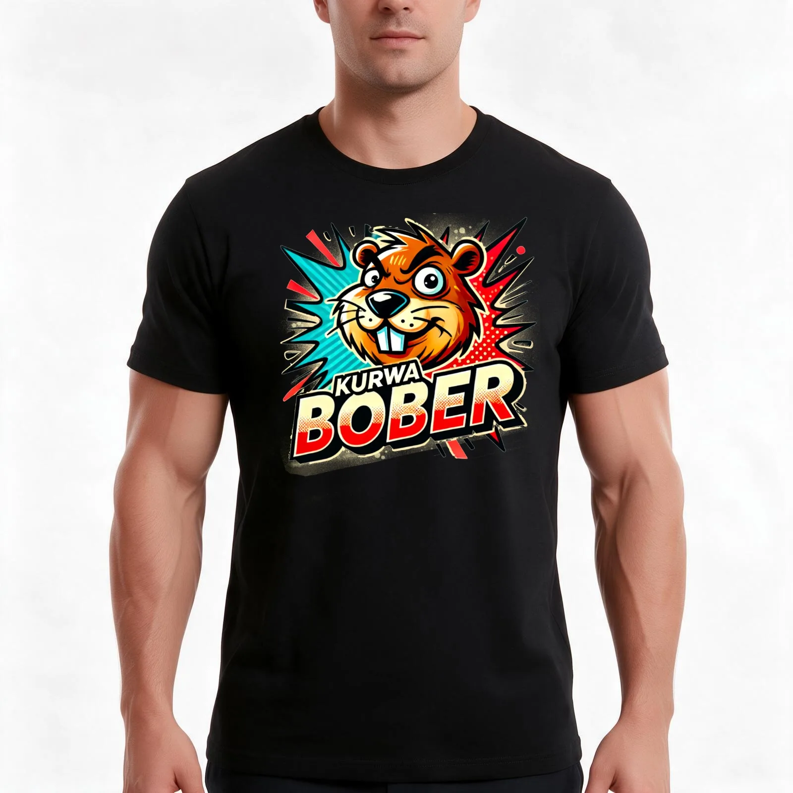 Kurwa Bober X T-Shirt, Summer Casual Cotton Tee, Oversized Streetwear Tops, Vintage Graphic Print, Loose Fit Short Sleeve