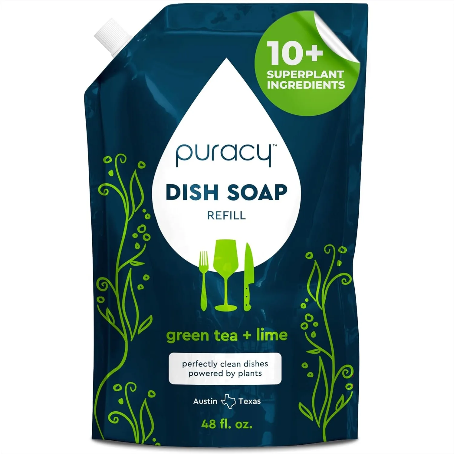 

Plant-Based Dish Soap Refill - Softens Skin, Green Tea & Lime, 48 fl oz