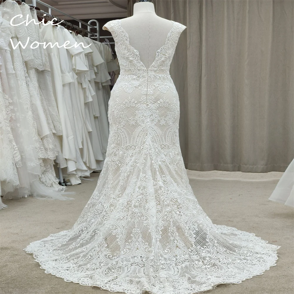 Bohemian Lace Mermaid Wedding Dress 2023 Vintage Crochet Hippies Backless Country Custom Bridal Gowns Cap Sleeves Bata Novia