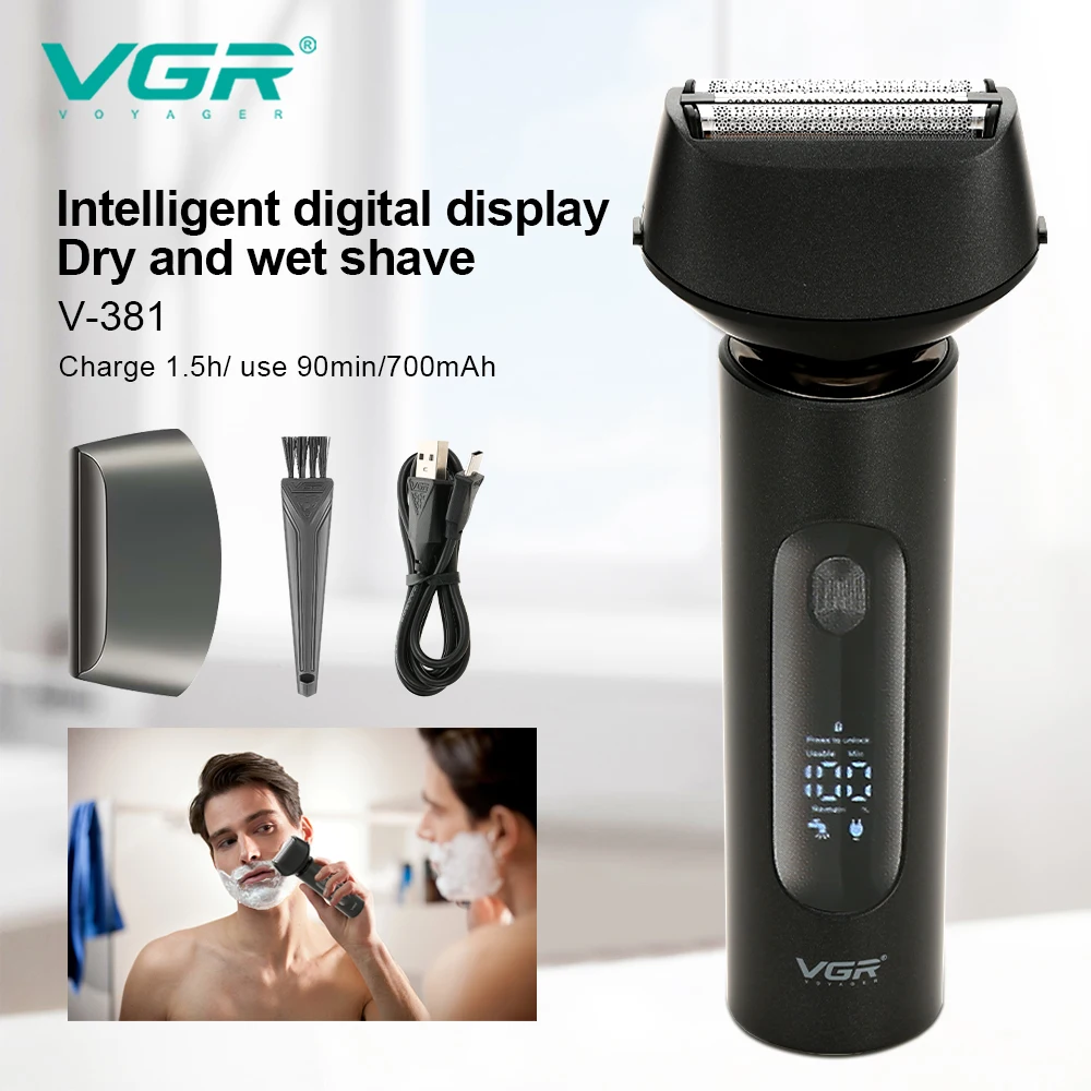 VGR 381 Electric Shaver Beard Trimmer Shaving Machine Trimmer for Men Razor Professional Electric Rechargeable IPX7 Washable