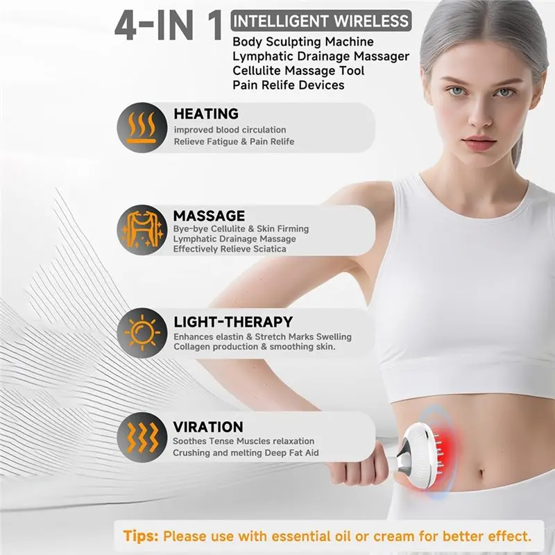 A01V-Massaggiatore per drenaggio linfatico e strumento per massaggio anticellulite, aiuta a ridurre le smagliature e la cellulite, per gambe, pancia