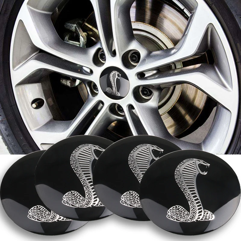 Car Wheel Center Caps Badge Covers cobra logo Emblem Sticker For Ford cobra Focus Mustang MK7 Mondeo Mk4 Fusion Kuga accesorios